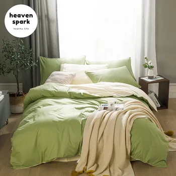 

20 Colors Solid Bed Linens 100% Cotton Bedding Set King Size with Duver Cover+Sheet/Bedspread+Pillowcase 200x230 for 150 Bed