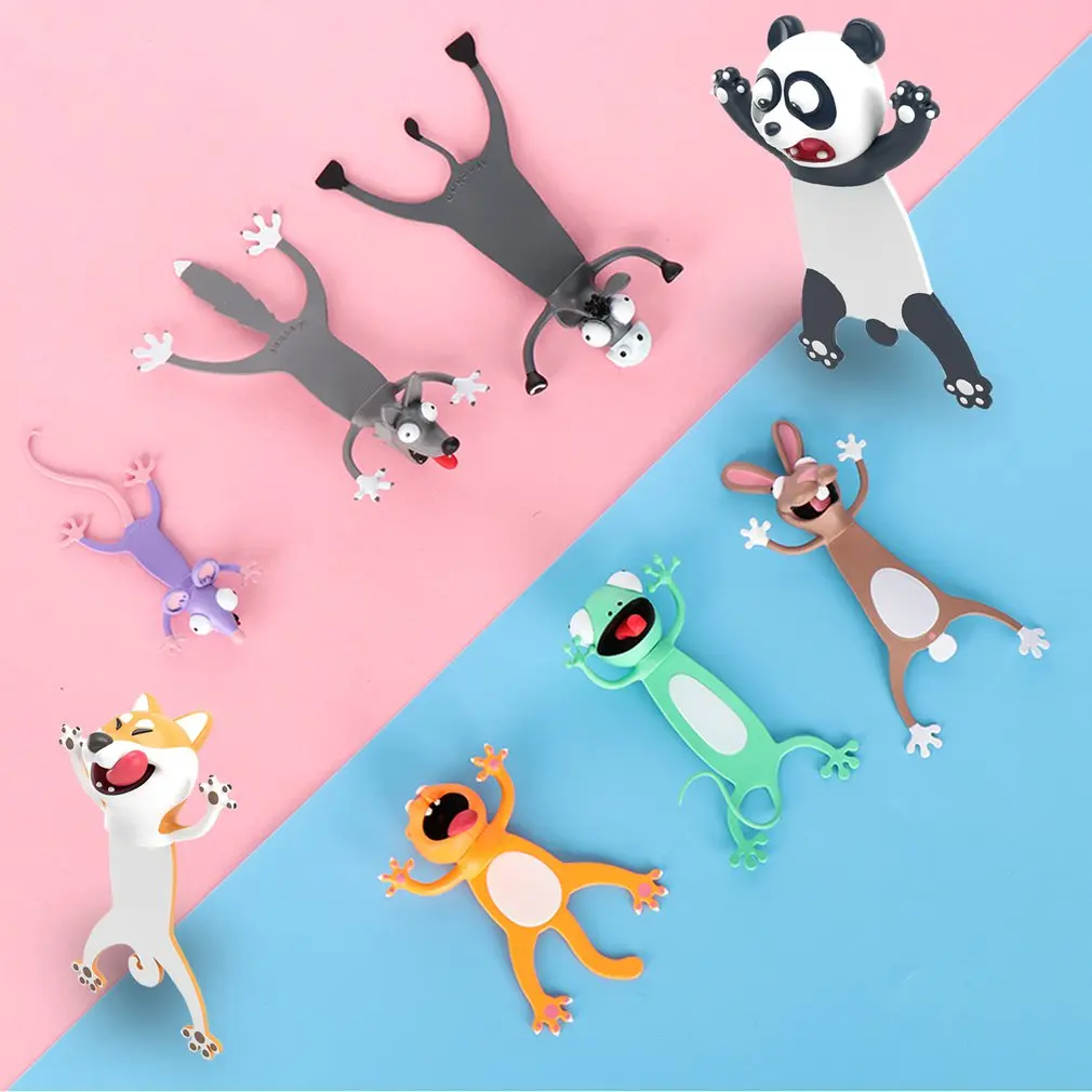 

3D Stereo Cartoon Marker Animal Bookmarks Original Cute Cat PVC Material Funny Student School Stationery Gift Bookmark