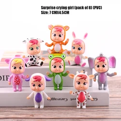 Poupées de Simulation de pleurs Surprise pour filles, 8 pièces/ensemble, décoration de gâteau, modèles de jouets, cadeaux de noël 