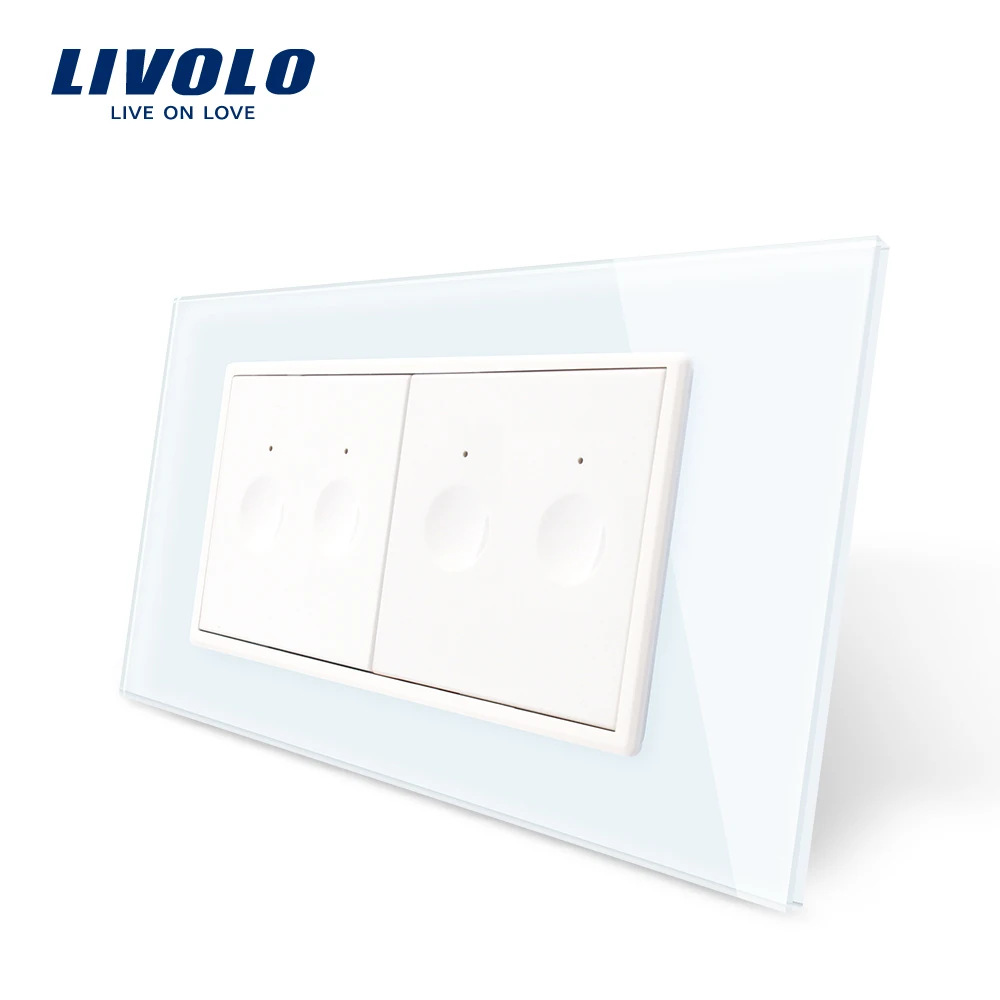 Livolo US Standard double 2gang 1way switches, Crystal Glass Panel, 110~250V Wall Power Outlet, standard 16A,without logo