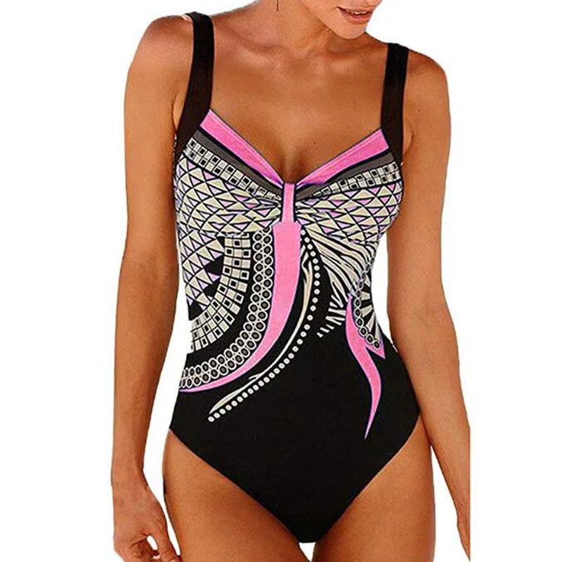 Pink bikini Градиентный Цветной купальник с перекрестной спинкой размера плюс женский купальник женский винтажный спортивный цельный пляжный купальник бикини - Цвет: Pink bikini