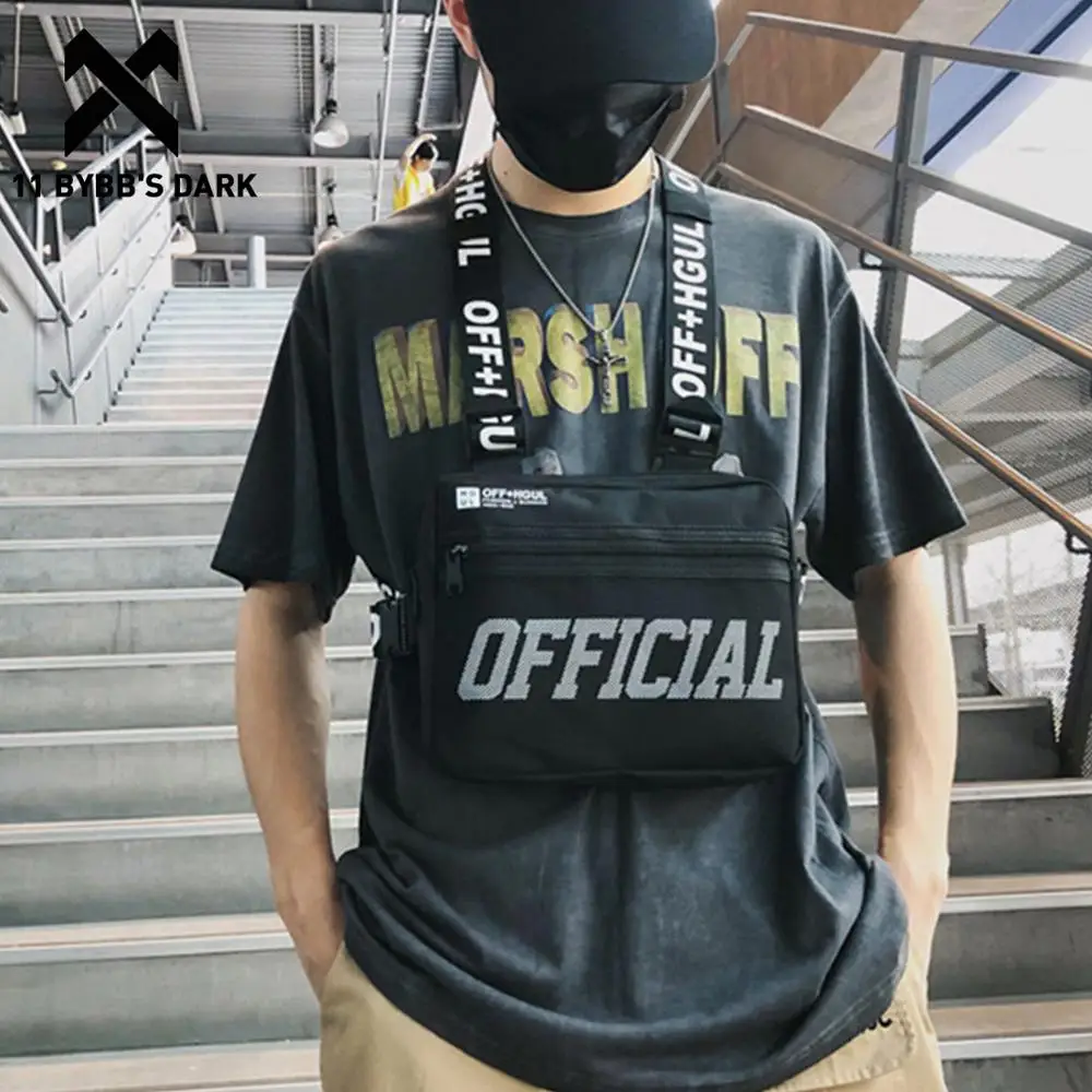 

11 BYBB'S DARK Streetwear Tactical Vest Hip Hop Style Crossbody Chest Bags Pack Men Women 2019 Solid Punck Waist Bag Fanny Pack
