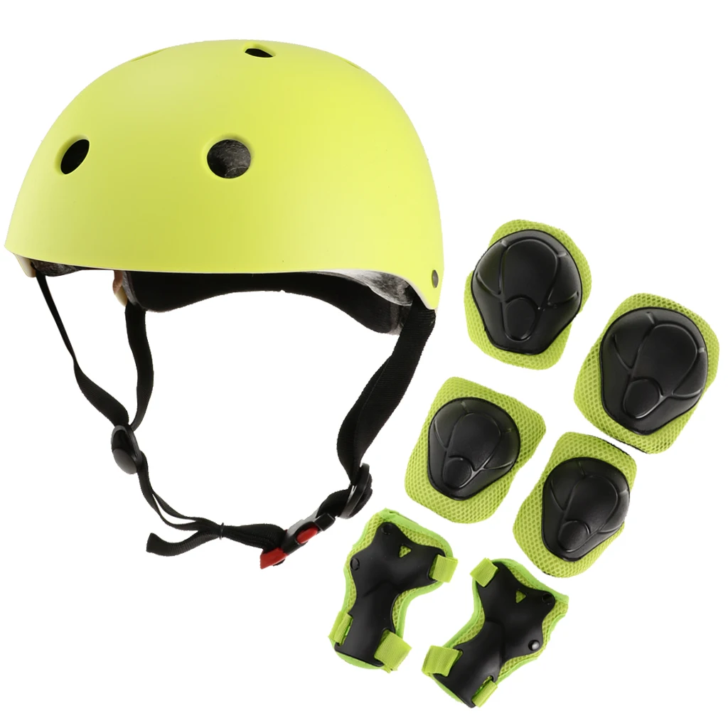 MagiDeal 7pcs Universal Kids Skateboard Safety Helmet Wrist/Knee/Elbow Pad Protective Gear Set - 5 Colors