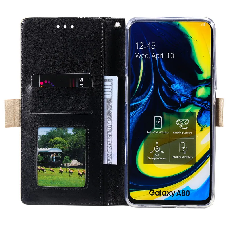 SUEF популярный Чехол-книжка из искусственной кожи с кружевом для samsung Galaxy A80, магнит для сумки, подставка, кошелек, ремешок для карт, чехол