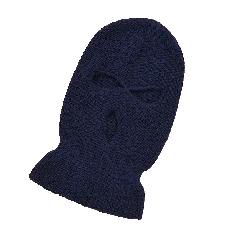 100% Acrylic Winter 3 Hole Balaclava Ski Mask Windproof Solid Color Knitted Balaclava 3 Hole fleece lined beanie