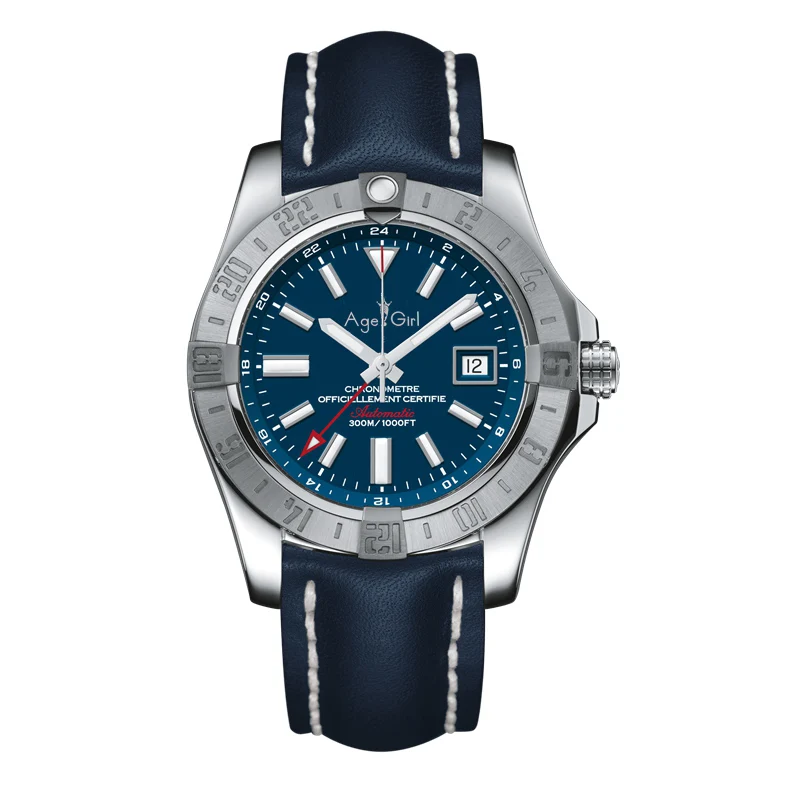 

Famous Brand New Silver Black Blue Leather Rubber Automatic Mechanical Men II Watch Stainless Steel Sport Watches Sapphire AAA+
