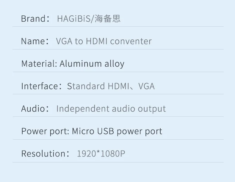 Hagibis VGA to HDMI adapter With 3.5mm AUX Audio Jack 1080P Male to Female Converter for PC Laptop HDTV Projector Video cable