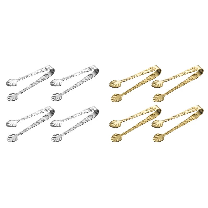 4PCS Stainless Steel Ice Square Clips Sugar Tongs Foods BBQ Clamp Tool Bar Kitchen Serving | Дом и сад