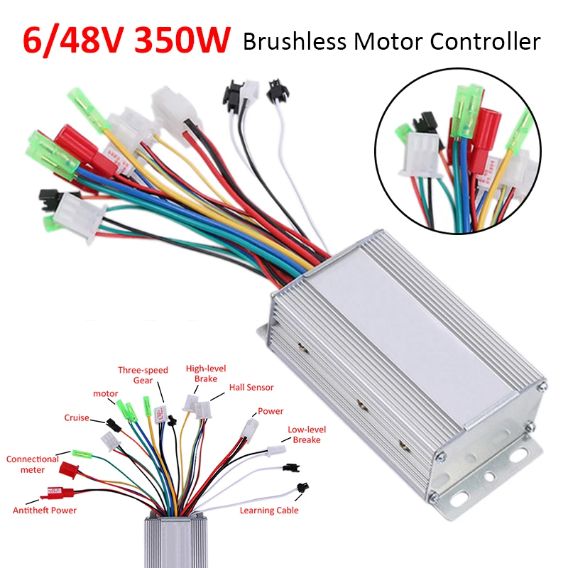 

DC 36V/48V 350W Brushless DC Motor Regulator Speed Controller 103x70x35mm For Electric Bicycle E-bike Scooter