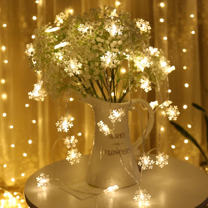 Светодиодный гирлянда праздничные снежинки гирлянда сказочные светильники с питанием от аккумулятора висячие украшения для рождественской елки вечерние домашний декор - Цвет: 3m-warm white