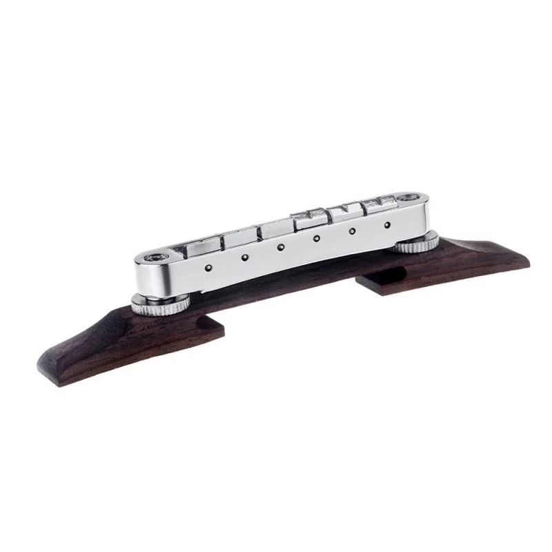 Chrome Guitar Bridge Roller Saddle Metal Rosewood Adjustable