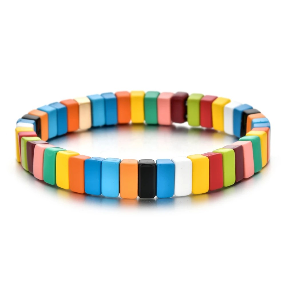 ZMZY Новое поступление наборные радужные ювелирные изделия эмаль плитка браслет из бисера модные пользовательские радужные бисерные браслеты для женщин - Окраска металла: rainbow1