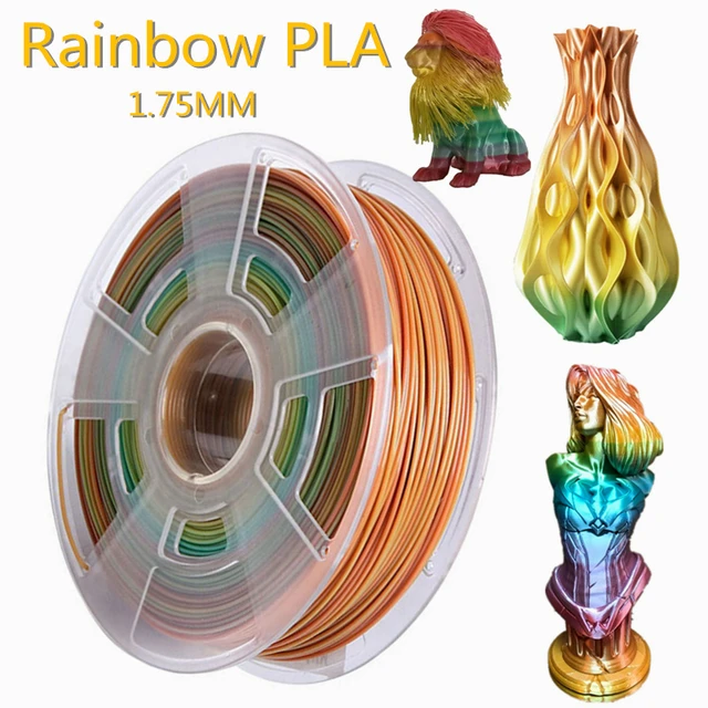Filament pour impression 3D, PLA arc-en-ciel, 1.75mm, 250g, 500g, 1kg,  matériau plastique Polychrome coloré - AliExpress