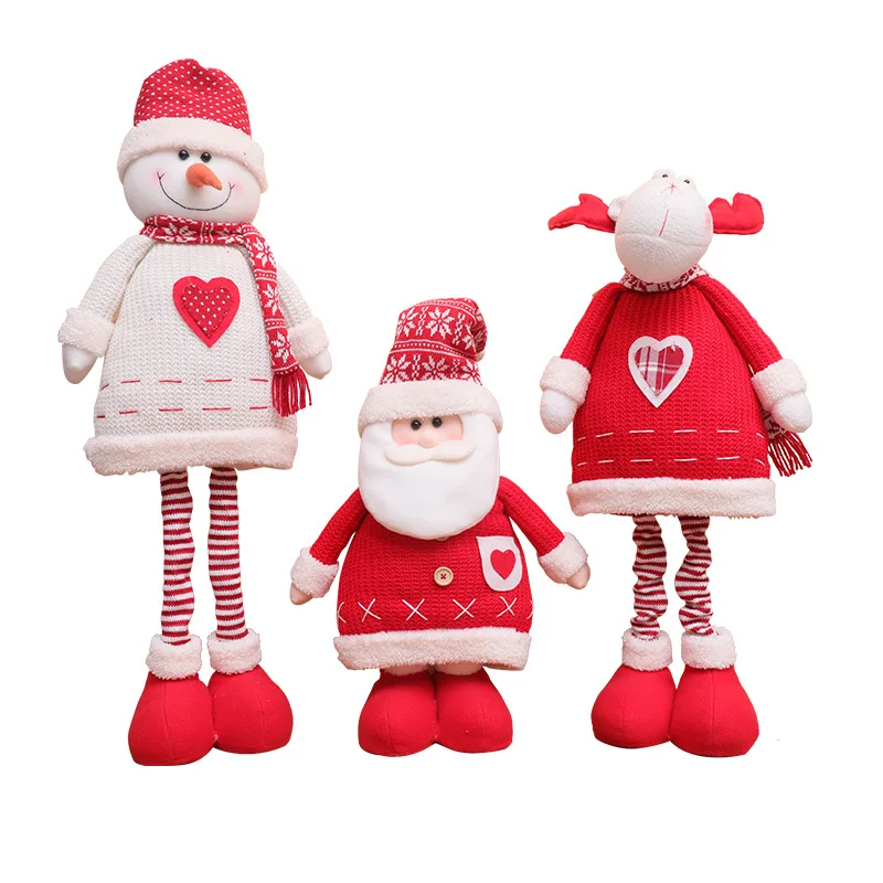 Креативные новогодние куклы выдвижной Санта-Клаус Снеговик Олень рождественское Фигурки Рождественский подарок игрушки для детей красный орнамент с рождественской елкой
