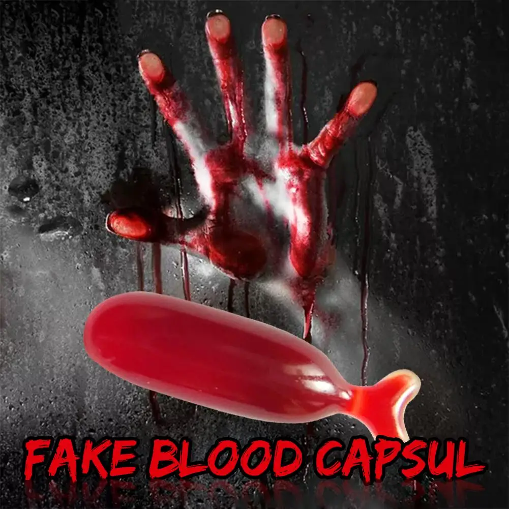 10PCS Halloween Blood Plasma Capsule Artificial Prank Joking Blood Plasma Prop Edible Item Vampire Cosplay Party Drama Tools