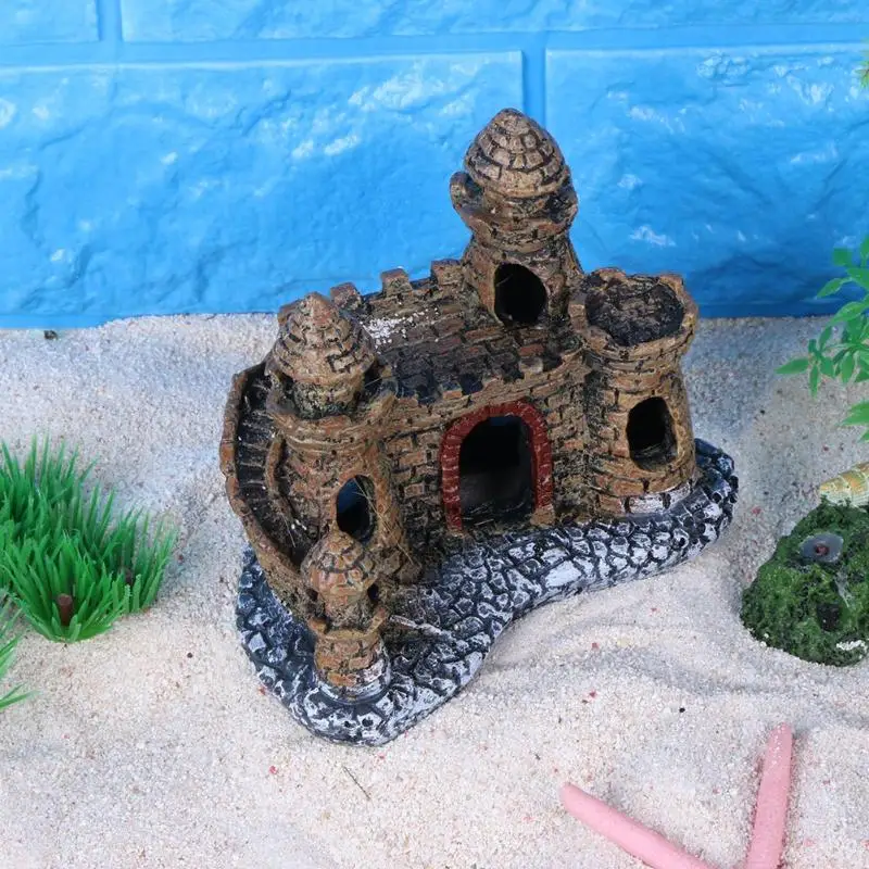 Полимерный мультяшный замок для аквариума, украшения для аквариума, аксессуары для домашнего декора аквариума