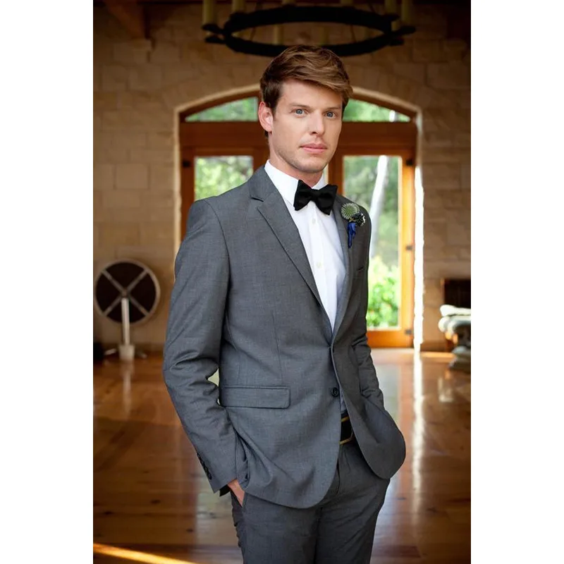 

Custom Made Grey Men Wedding Suits Groom Tuxedos Formal Business Prom Suits Party Suit Men Tuxedos (Jacket+Pants) F344