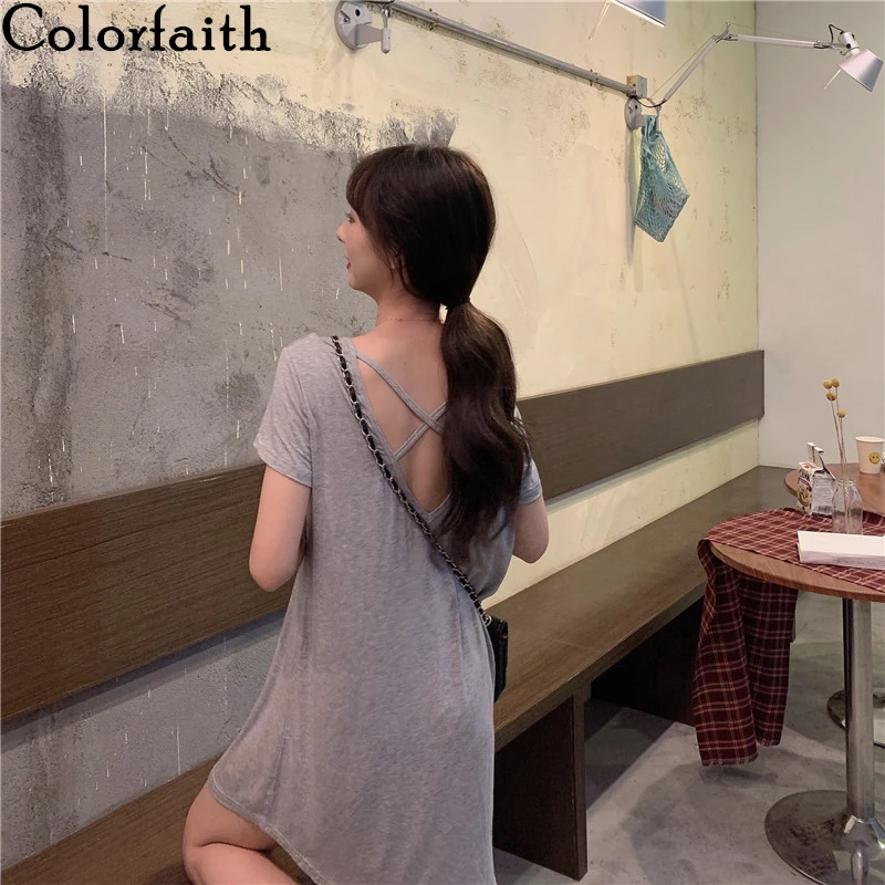 Женская свободная футболка Colorfaith Повседневная модная с v образным вырезом и