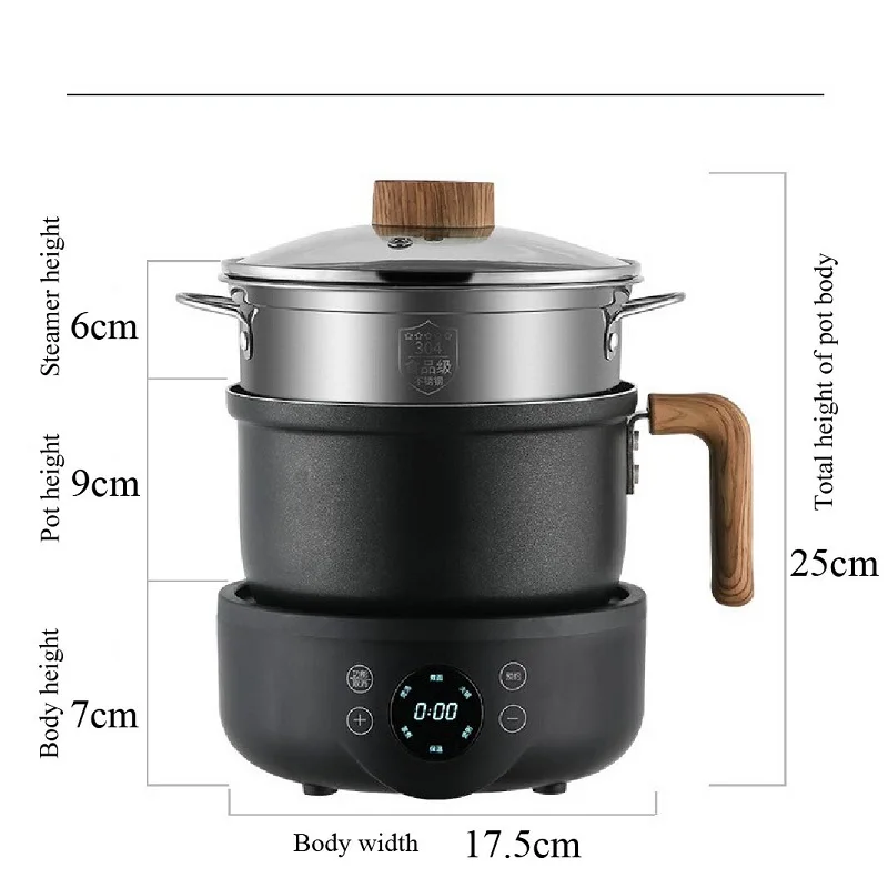 Electric Cooker Electric Rice Cooker Electric Frying Pan Electric Hot Pot 110V 220V Multi-Function Household Intelligent Split Small Electric Pot 1.8L