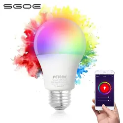 SGOE tuya wifi смарт-лампы rgb 90v 220v e27 приложение smart life с регулируемой яркостью 2700K 6500K спальня alexa google assistant для дома