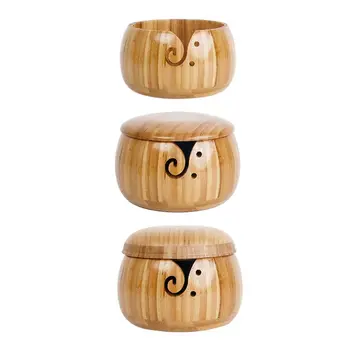 

13-15cm Wooden Yarn Bowl for Handmade Knitting Crochet Yarn Storage Holder Stop Rolling