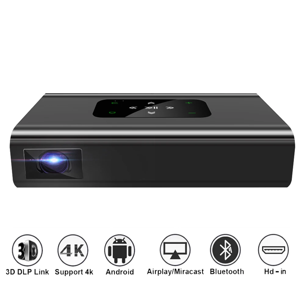 Портативный мини-проектор DLP 4K Full HD Android Bluetooth Wi-Fi 3D 10500 мАч аккумулятор 1080P