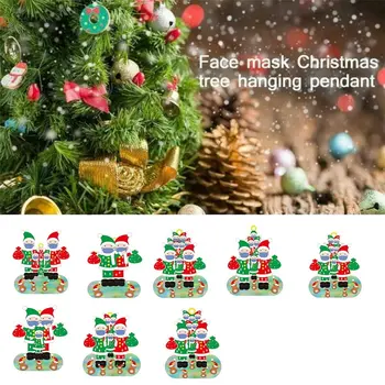 

Christmas Party Decoration Gift Christmas Tree Santa Claus With Mask Personalized Hanging Ornament Pandemic