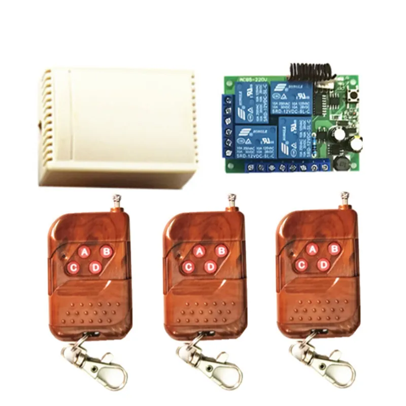 

433Mhz remote control wireless switch AC 85V ~ 250V 220V 4 CChann relay receiver module and 433 mhz1527 launch remote control fo