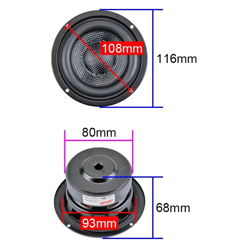 4 Inch Woofer Subwoofer Speaker Unit HIFI 4ohm 40W Fiberglass Woven Basin Deep Bass Loudspeaekr Large Magnetic 1PC woofer speaker