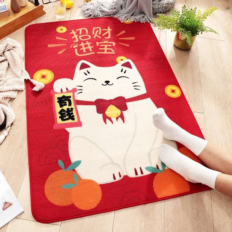 Напольный коврик Fortune Cat, нейлоновый, для дома, спальни, дивана, гостиной, ванной комнаты, коврик, ковры, украшение для кухни, экологический, нескользящий