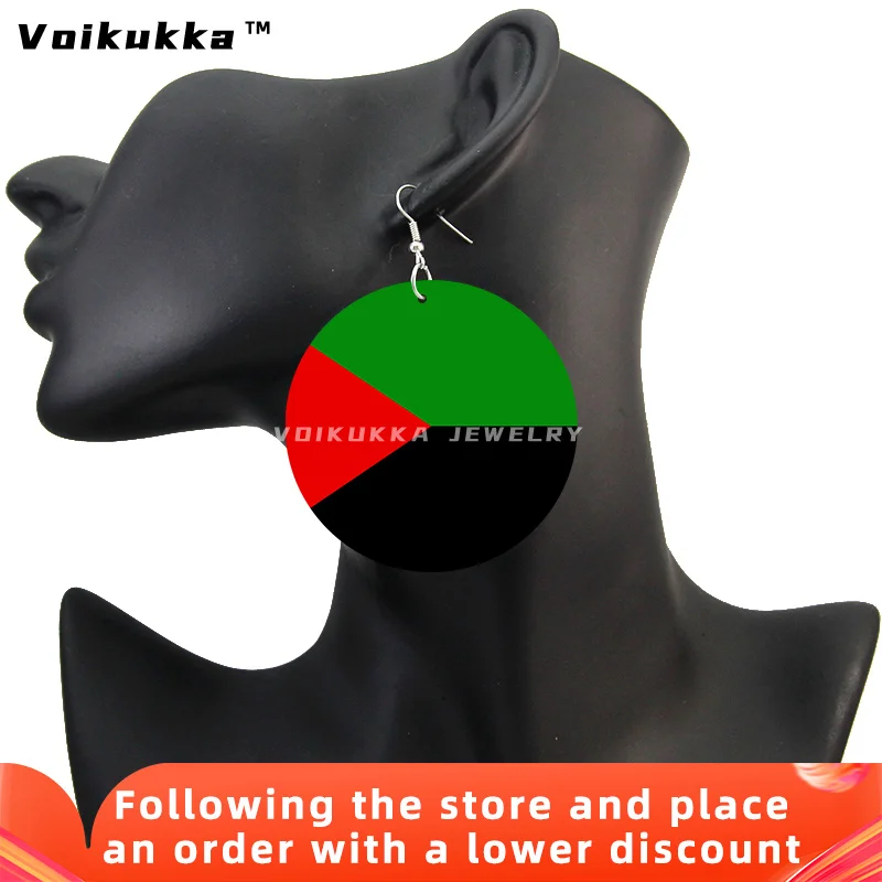 Voikukka Jewelry Both Sides Print Wood Earrings For Women French Overseas Department French Guiana Martinique Guadeloupe Flag 6