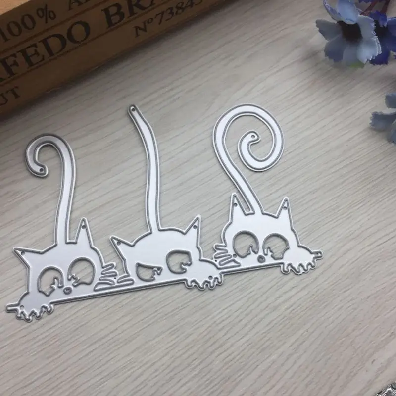 Cats Metal Cutting Dies Stencil DIY Scrapbooking Album Stamp Paper Card Embossing Decor Craft