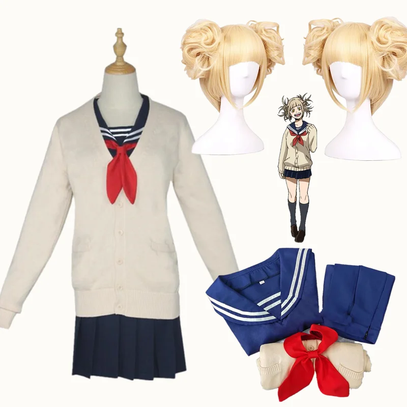 Anime My Hero Academia Cross Body Himiko Toga Sweater Skirt Costume Cosplay | Тематическая одежда и униформа