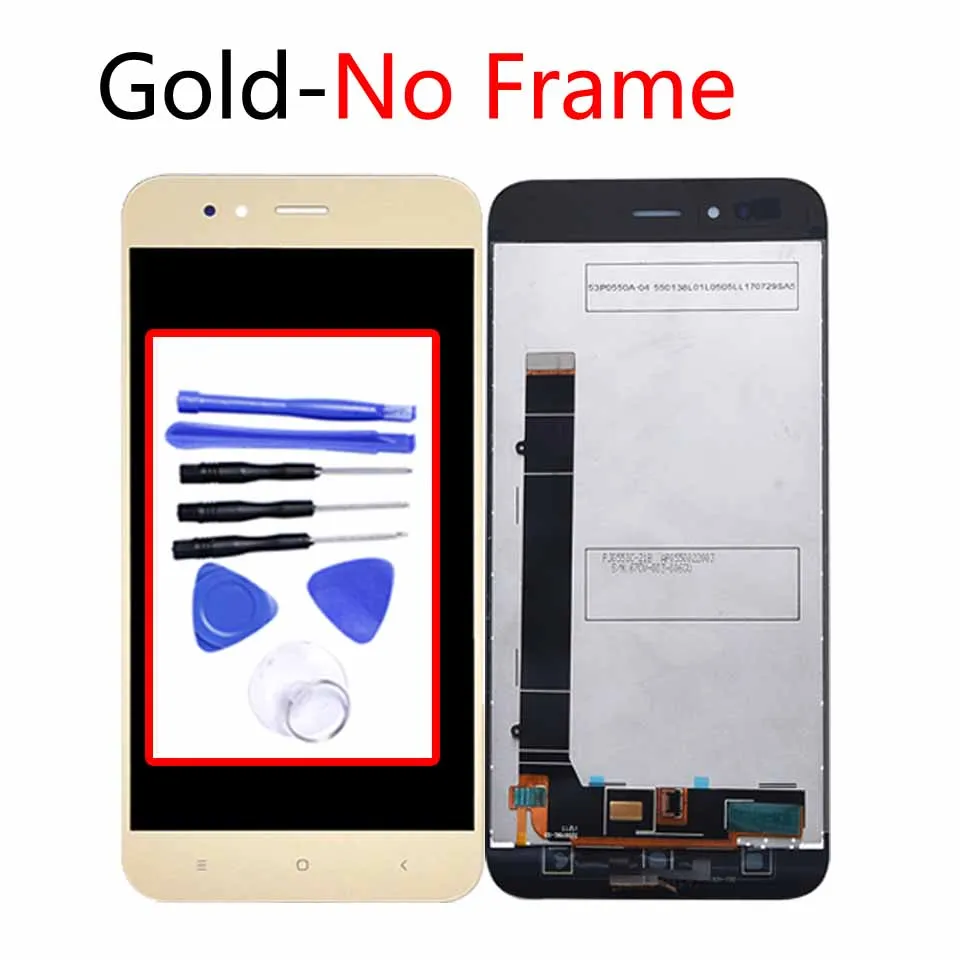 Gold-No frame 5," дисплей для Xiaomi mi A1 mi 5X ЖК сенсорный экран дигитайзер с рамкой Замена для Xiaomi mi 5X mi A1 сборка - Цвет: Gold-No frame