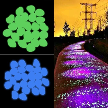 

50pcs Luminous stones Glow In The Dark Stones Home Garden Fish tank Stones Decorations Fluorescent Bright Pebbles