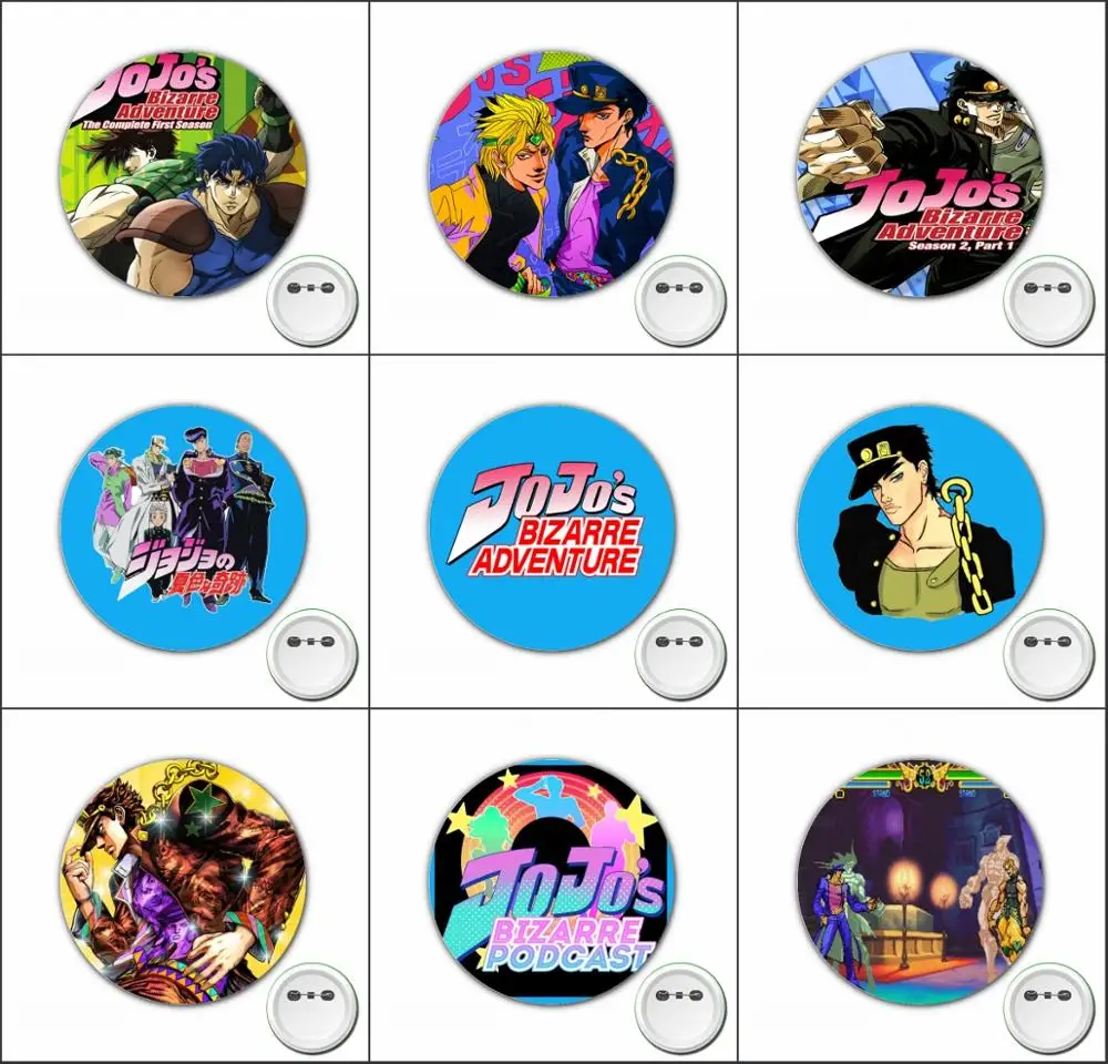 

3pcs anime JoJo's Bizarre Adventure Cosplay Badge Cartoon Brooch Pins for bags Badges Backpacks Button Clothes Accessories