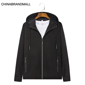 

2020 Autumn Plus Fat Plus Size Length Sleeve With Cap Coat Fat Man Loose Jacket Young And Middle-aged Leisure Sweater