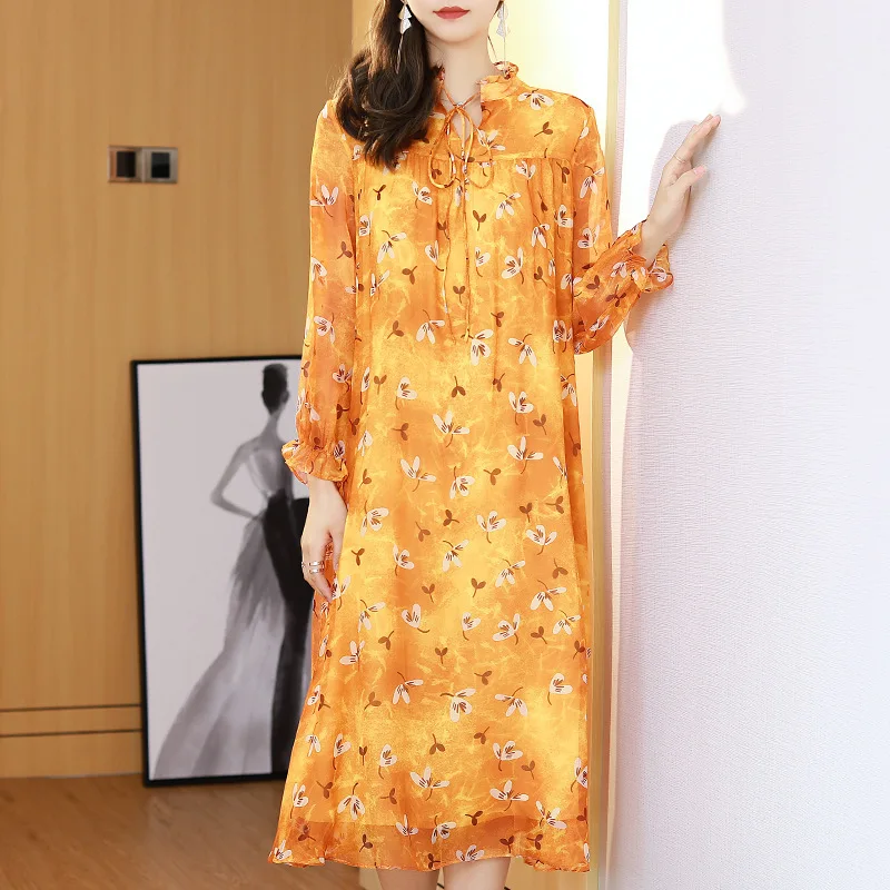 

Women Summer Dress 100% Real Silk Long Party Dress Bobo Beach Dresses Casual Floral Dresses Silk Print Pink Vestidos Z01