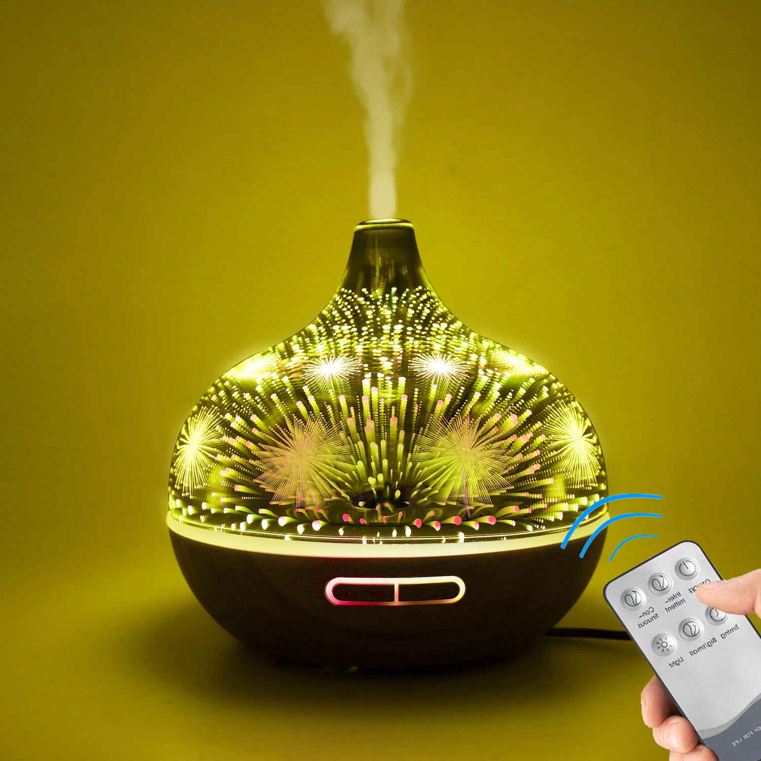 00ml Ultrasonic Humidifier With Remote Control 3D Electric Aromatherapy Essential Oil Air Diffuser Glass Diffusers For Rooms