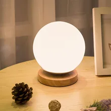 Современный простой стеклянный креативный теплый диммер, настольный ночник, светильник для спальни, кровати, декоративный шар, деревянная маленькая круглая/квадратная настольная лампа