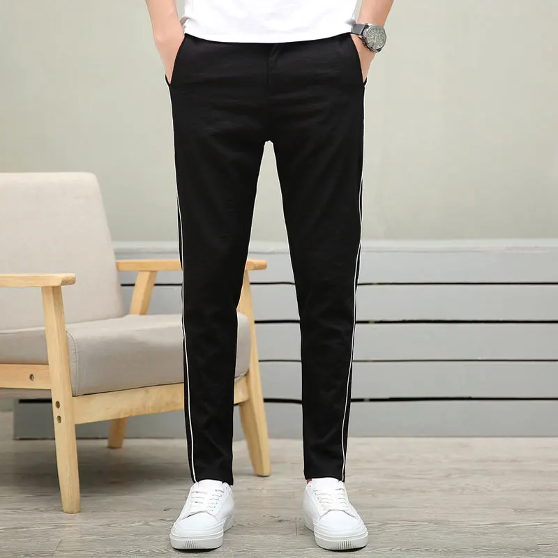 

2019 Spring New Style Capri Pants Men's Tight Type Korean-style Fashion Men's Pants Youth Elasticity Breathable Pants Popular Br