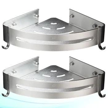 

Punch-Free Storage Rack Space Aluminum Commodity Shelf Triangle Wall-Mounted Rack Silver