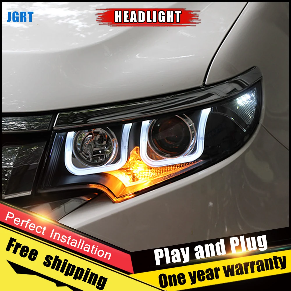 Best Offers 2PCS Car Style LED headlights for Ford Edge 2011-2014 for Edge head lamp LED DRL Lens Double Beam H7 HID Xenon bi xenon lens