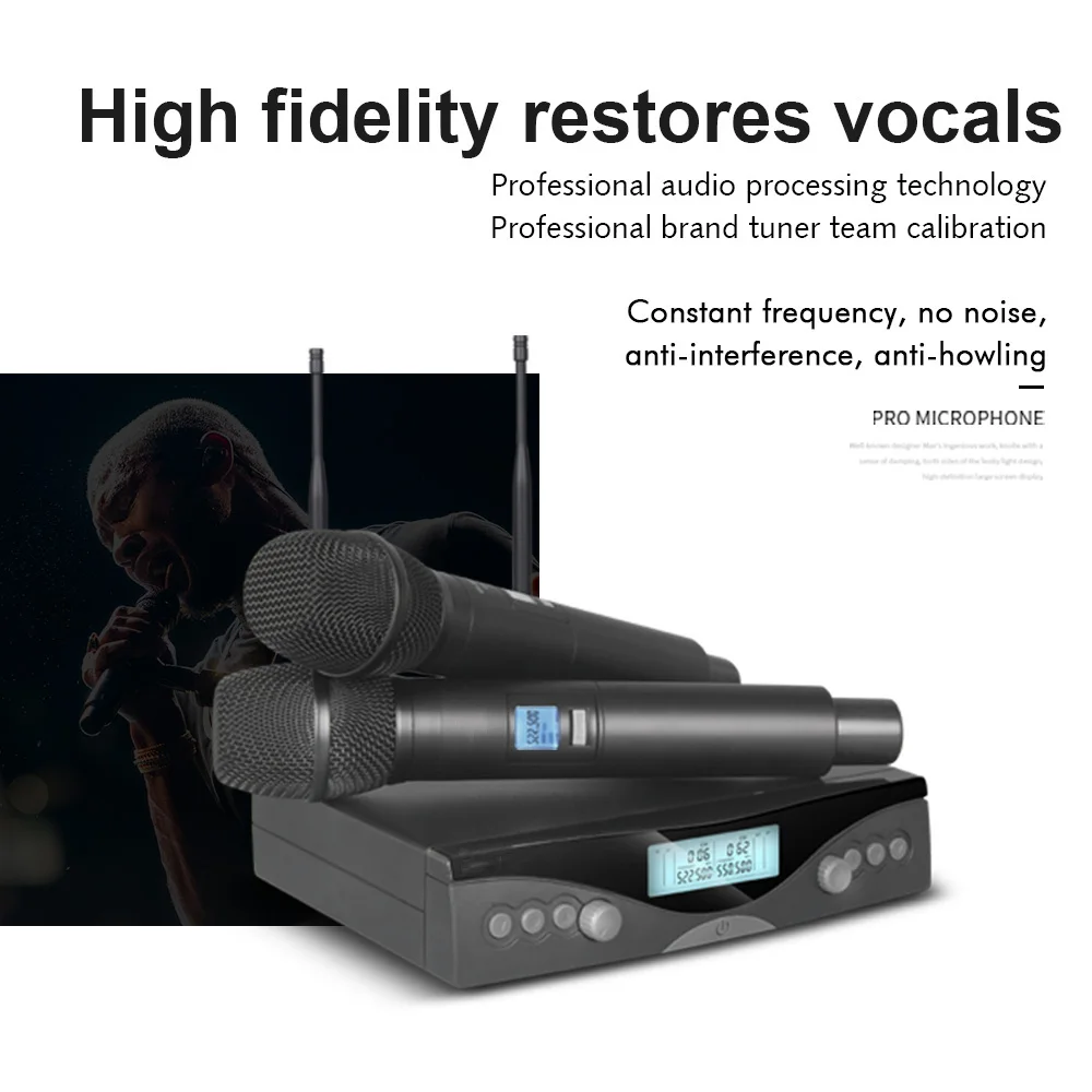 

G320AM Wireless Microphone System Professional UHF Automatic Handheld Microphone Frequency Adjustable 100M Receive