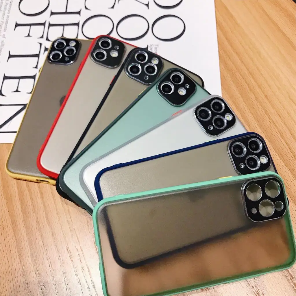 Contrast Matte Acrylic Phone Case For iPhone 11 Pro Max XS XR X Silicone Back Camere Len Protector Cover |