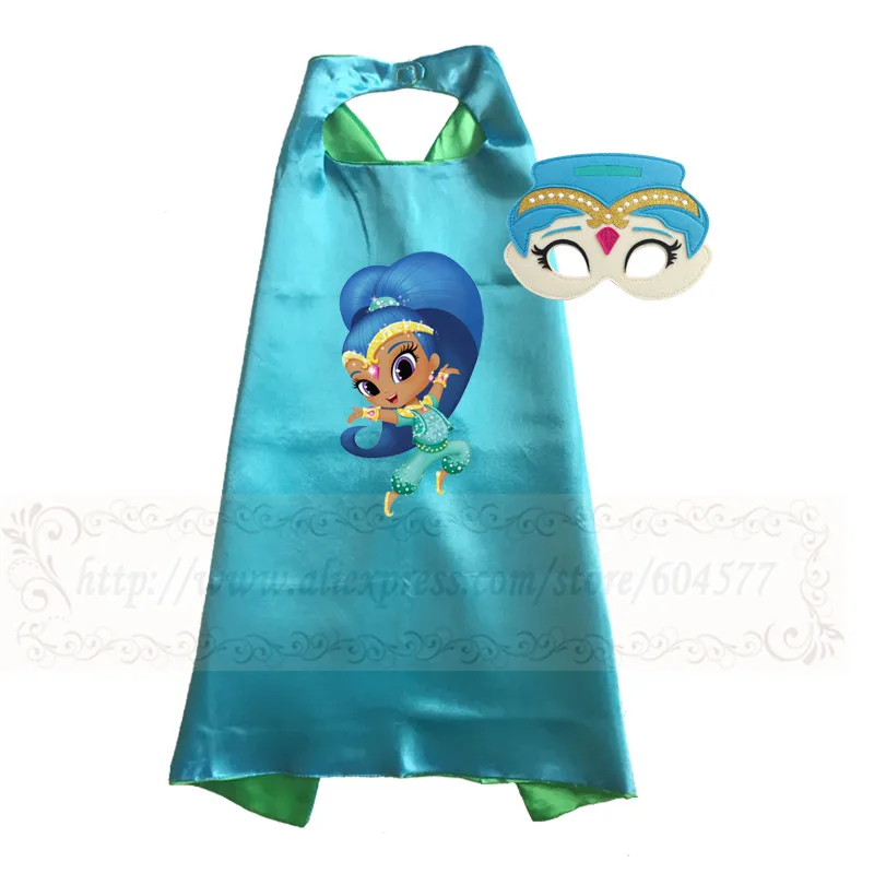 Skyblue Shimmer and Shine Costume Cape with mask Girls Costume Halloween Costumes Anime Cosplay for Birthday Party - Color: Skyblue