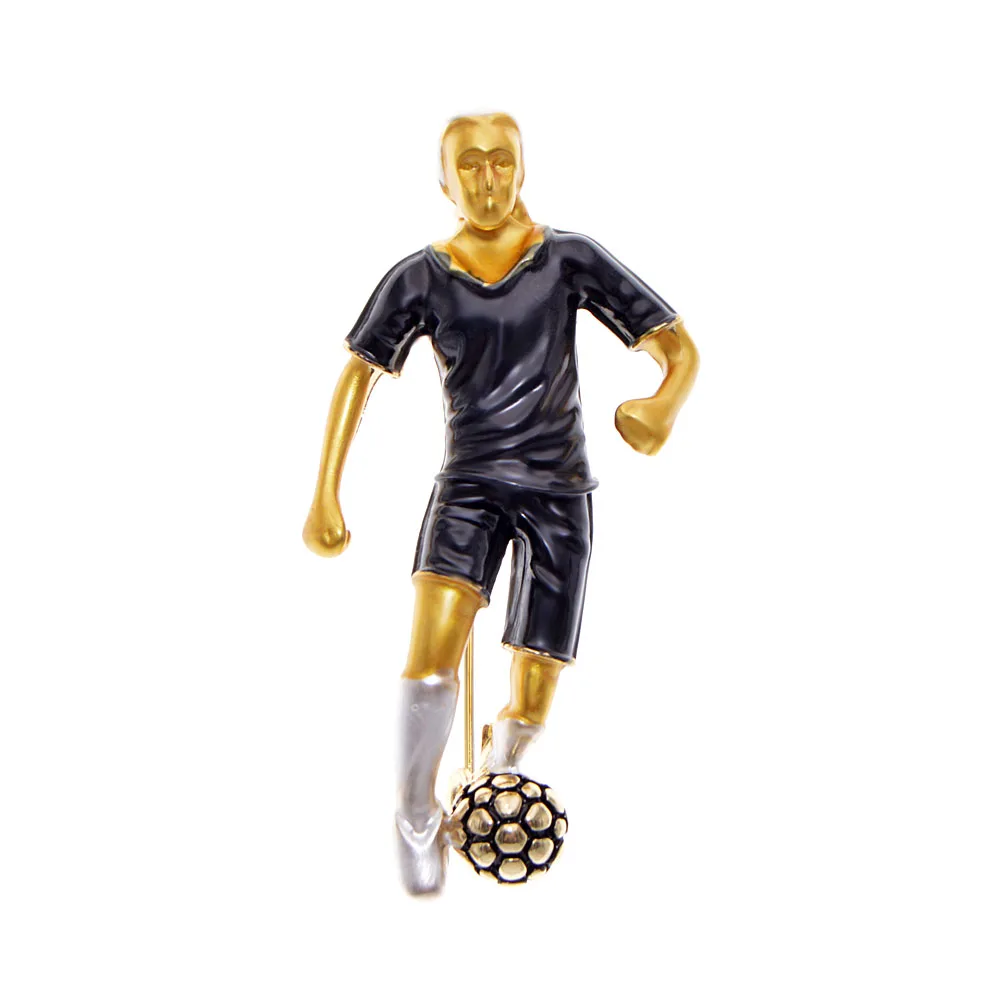 CINDY XIANG 4 Colors Enamel Football Player Brooch Vivid Design Sport Man Brooch Pin Fashion Jewelry Good Gift - Окраска металла: black