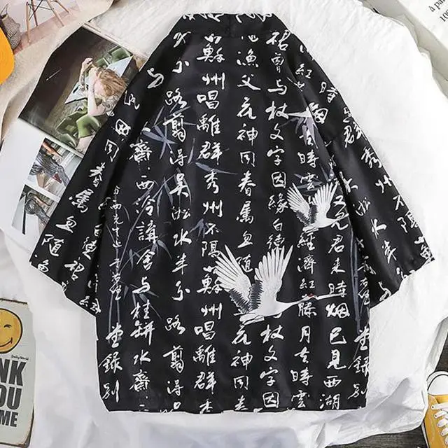 Japanese Cardigan Kimono Print Short Robe Loose Soft Kimomo Women And Man Japones Haori Traditional Japanese Kimono Yukata - Цвет: Style 14