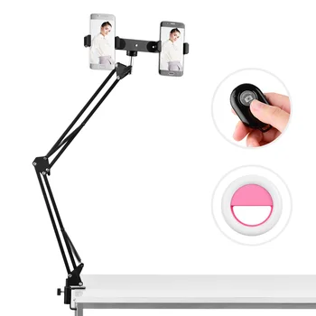 

Adjustable Metal Stand Suspension Scissor Arm Bracket With Holder Bracket Ballhead Adapter LED Light for YouTube Live Video