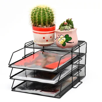 

Office File Rack Multi-Layer Documents Organizer Basket Storage Desk Accessories Office Supplies